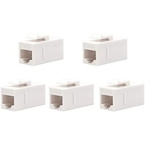 CAT5e RJ45 Keystone Coupler Insert of 5 Pack, CAT5 Inline Coupler Female to Female UTP CAT5E Coupler Keystone - White