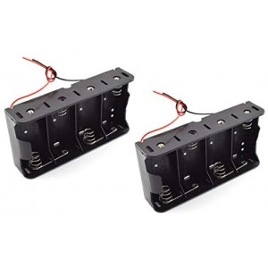 2-Pack 4 Slot D Cell Battery Holder 6V D Size Battery Case Box with Wire Leads