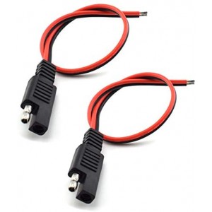 2 Pcs 18AWG SAE Extension Cable 2-Pin SAE Quick Connector Disconnect Plug 10A Solar Battery Panel SAE Plug Wire 1ft / 30 cm