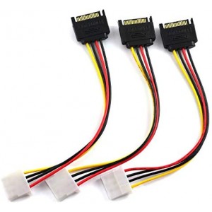 3pcs SATA Male to 4pin Molex Female Power Adapter Cable Serial ATA Extension Cable for 3.5 inches HDD/SSD/SD ROM (20cm)