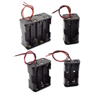 4-Pack 2/4/6/8 x AA Battery Holder with Wire Leads 3/6/9/12 Volt Battery Case Box Kit for Arduino Project Led Circuit Experiment