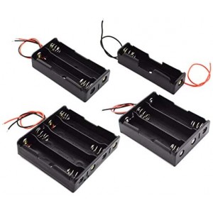 8-Pack 18650 Battery Holder with Wire Leads 1/2/3/4 x 3.7V Series Circuit Black Plastic Battery Case Kit (2 Per Size)