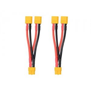 2 PCS XT60 Parallel Battery Connector Cable Dual Extension Y Splitter Male to Female for DJI Phantom RC Plane