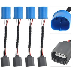 4 Pcs 9007 Male to H13 9008 Female Headlight Conversion Cable Wiring Harness Plug Ceramics Sockets