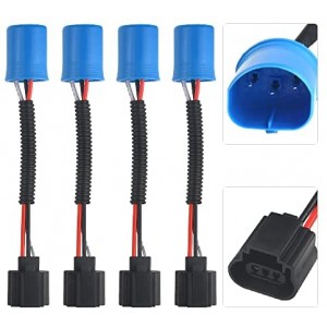 4 Pcs 9007 Male to H13 Female Headlight Conversion Cable Wire Connector Adapter Extension Wiring Harness Plug for Ford Dodge, Blue