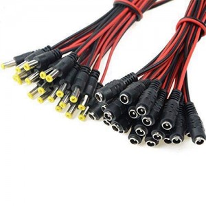 40 PCS DC Power Pigtail Cable Adapter 2.1mm x 5.5 mm Male and Female Connector for CCTV DVR Camera Lead Plug Pigtail Cable