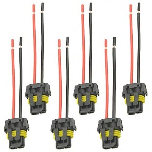 6 PCS 9005 9006 Wiring Harness Socket Female Adapter Connector for Headlights Fog Lights (9005/9006)