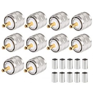 （Pack of 10） UHF Male PL-259 Plug Crimp for ET38397 RG-8X LMR240 Cable Straight RF Coaxial Adapter Connector, Ebeestock