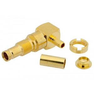 1.0/2.3 Jack Right Angle Bulkhead Connector Crimp/Solder Attachment For ET-RG174, ET-RG316, ET-RG188 236 inch DD Hole