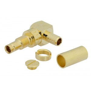 1.0/2.3 Jack Right Angle Bulkhead Connector Crimp/Solder Attachment For ET-RG58 236 inch DD Hole