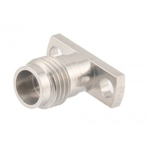 1.85mm Female Field Replaceable Connector 2 Hole Flange Mount 0.009 inch Pin 400 inch Hole Spacing with Metal Contact Ring