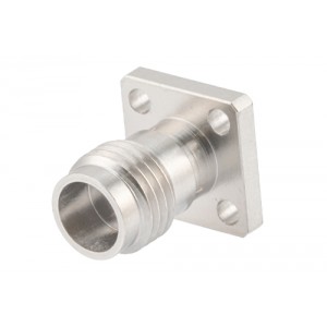 1.85mm Female Field Replaceable Connector 4 Hole Flange Mount 0.009 inch Pin 250 inch Hole Spacing with Metal Contact Ring