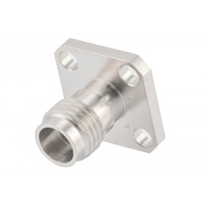 1.85mm Female Field Replaceable Connector 4 Hole Flange Mount 0.009 inch Pin 340 inch Hole Spacing, with Metal Contact Ring