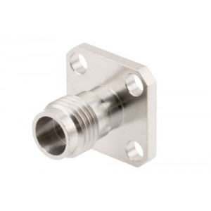 1.85mm Female Field Replaceable Connector 4 Hole Flange Mount with EMI gasket, accepts 0.23mm (.009inch) pin