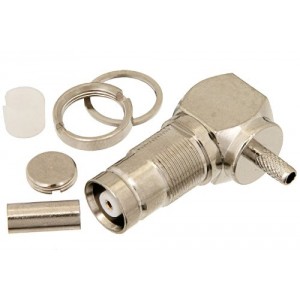 75 Ohm 1.6/5.6 Jack Right Angle Bulkhead Connector Crimp/Solder Attachment For ET-RG179, ET-RG187 362 inch DD Hole