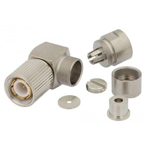 75 Ohm 1.6/5.6 Plug Right Angle Connector Clamp/Solder Attachment For ET-RG179, ET-RG187