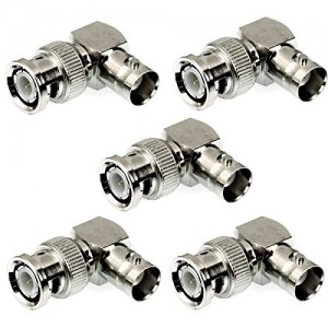 5PCS BNC Male Right Angle to Female BNC Cable Video Adapter Connector for CCTV Camera