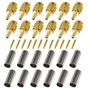 12-Pack SMA Male Crimp Straight Connector, RF Coax Adapter for ET-RG188 ET-RG178 ET-RG316 ET-RG174A-U/LMR100A/RFC100A Cables