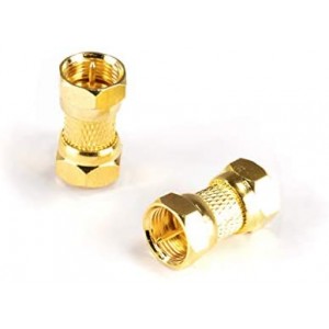 Gold Cable Extension Coupler for Coaxial Cables - 100 Pack - F81 (Male to Male) 3GHz Satellite, Cable TV, and Cable Internet Rated