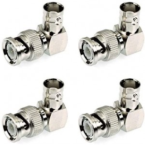 4PCS BNC Male Right Angle to Female BNC Cable Adapter Connector (4 Pack)