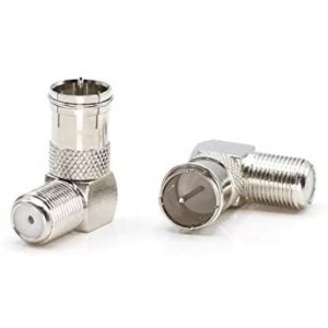 Push On and Right Angle Coax Connector - Push On F Connector Male to Screw On Female Adapter - Pack of 100