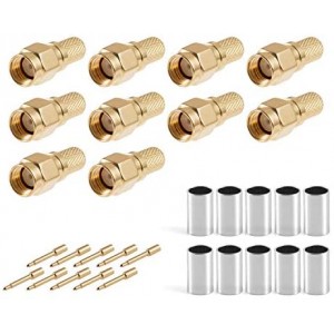 SMA Male Crimp for ET38397 RG-8X LMR240 Cable Straight RF Coaxial Adapter Connector, Ebeestock