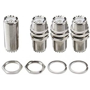 SO-239 Adapter UHF Female to UHF Female Nut Bulkhead Panel Mount RF Coaxial Connector（Pack of 4） Ebeestock