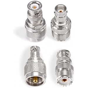 UHF to BNC Coax Adapter, BNC Male/Female to UHF Male/Female (PL259 /SO239) RF Coaxial Coax Adapter Connector Kit 4 Pcs