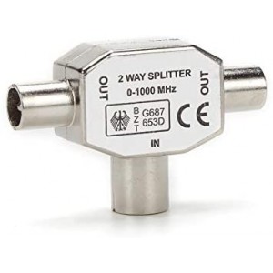 2 Way Aerial Splitter, Coaxial Female to Two Male TV Aerial Coaxial Coupler, Coaxial Digital Signal Antenna Splitter