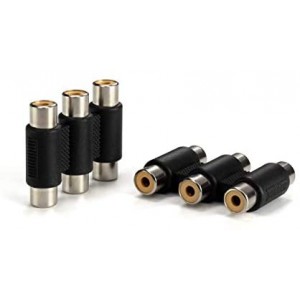 Triple RCA Coupler, Barrel Connector - 10 Pack - 3-Way (6 Port), Audio and Video Female to Female RCA to RCA Adapter