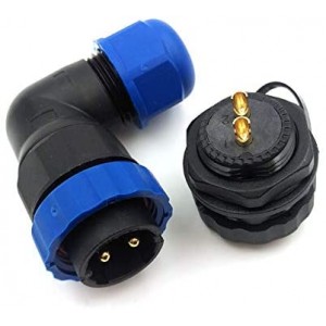 SD20 2Pin Elbow Waterproof Plug and Socket IP67,Aviation Cable Connector,Electrical Power Wire Connectors (2PIN)