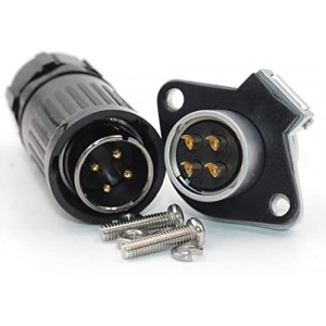 Panel Mount 21mm 4Pin Waterproof Aviation Connector IP67,Bulkhead Cable Connector Plug and Socket (4Pin, Plug(Male)&Socket(Female))