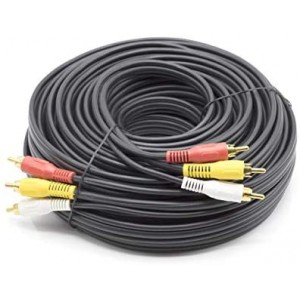 50 ft RWY RCA Composite Video Cable - (Red-White-Yellow) Composite Cable - Satellite Dish, Comcast, VCR (VHS), with Gold Plated Connectors - 50 Feet