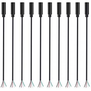 (10 Pack) Replacement 3.5mm Female Jack to Bare Wire Open End TRRS 4 Pole Stereo 1/8inch 3.5mm Jack Plug Connector Audio Cable