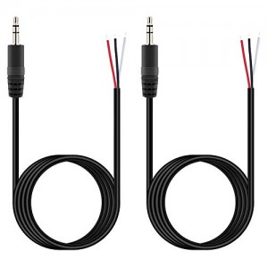 (2 Pack 6 ft) Replacement 3.5mm Male Plug to Bare Wire Open End TRS 3 Pole Stereo 1/8inch 3.5mm Plug Jack Audio Cable