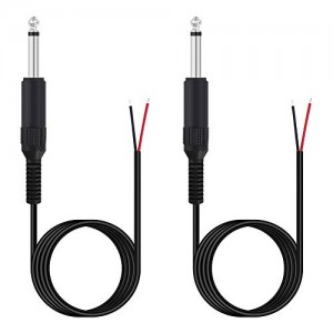 (2 Pack 6 ft) Replacement 6.35mm Male Plug to Bare Wire Open End TS 2 Pole Mono 1/4inch 6.35mm Plug Jack Connector Audio Cable