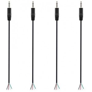 (4 Pack) Replacement 3.5mm Male Plug to Bare Wire Open End TRRS 4 Pole Stereo 1/8inch 3.5mm Plug Jack Cable