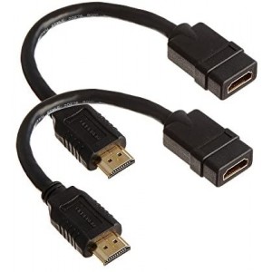 HDMI Pigtail Extender Cable - (Pack of 2) 8inch 28AWG High Speed Male to Female HDMI Extenion Port Saver