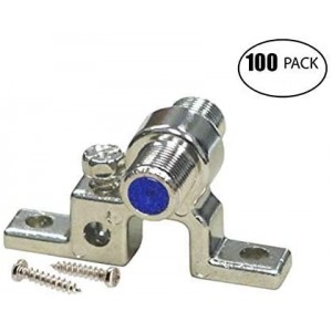 (Pack of 100) Single 2.5GHz F-Pin Grounding Block - Includes 2 Mounting Screws