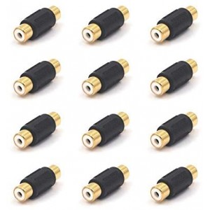 12-Pack Gold Plated RCA Female to RCA Female Coupler