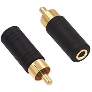 2-Pack Gold Plated 3.5mm 1/8 inch Female Mono Jack to RCA Male Adapter