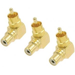 3-Pack RCA Male to Female 90 Degree Right Angle Adapter