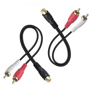 RCA Splitter 1 Female to 2 Male (8 Inch) Stereo Audio Y Cable Gold Plated Dual RCA Male Adapter 2 Pack