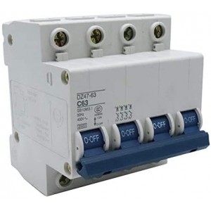 Din Rail Mount Circuit Breaker 63A AC 400V 4 Poles DZ47-63 C63