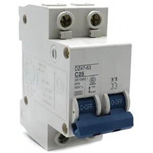 Miniature Circuit Breaker 2 Poles 25A 400V Din Rail Mount DZ47-63 C25