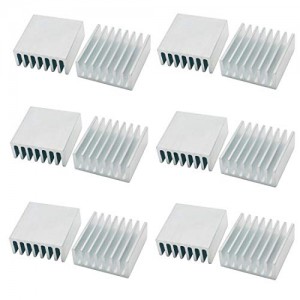 Aluminum Heatsink Chipset Heat Radiator Cooling Fin Heatsink 25mm (L) x 25mm(W) x 10mm(H) Silver Tone 12Pcs