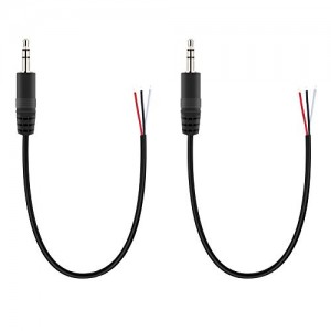 (2 Pack) Replacement 3.5mm Male Plug to Bare Wire Open End TRS 3 Pole Stereo 1/8inch 3.5mm Plug Jack Connector Audio Cable