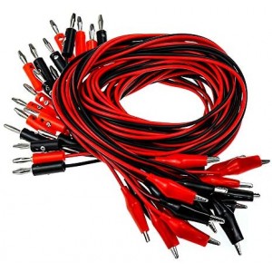 Test Lead Banana Plug Stackable to Alligator Clip Heavy Duty 2 Plug to 2 Clip Red and Black Wire Length 1 Meter 10pair