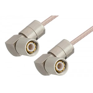 75 Ohm 1.6/5.6 Plug Right Angle to 75 Ohm 1.6/5.6 Plug Right Angle Cable 12 Inch Length Using 75 Ohm ET-RG179 Coax