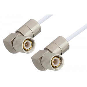 75 Ohm 1.6/5.6 Plug Right Angle to 75 Ohm 1.6/5.6 Plug Right Angle Cable 12 Inch Length Using 75 Ohm ET-RG187 Coax, RoHS